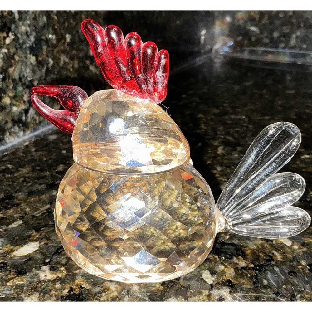 Vintage Oleg Cassini‎ Crystal Rooster Figurine / Paperweight Figurine  4.5"x 3.5